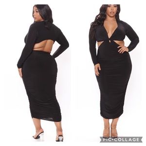 Fashion Nova Curve Plus Size Black Midi Dress Cutout Dress
